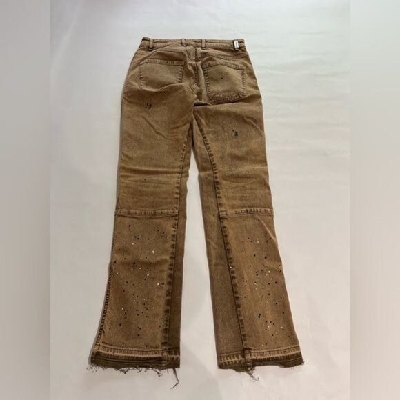 Represent Paint Splatter Raw Hem Slim Jeans Brown - Picture 5 of 5